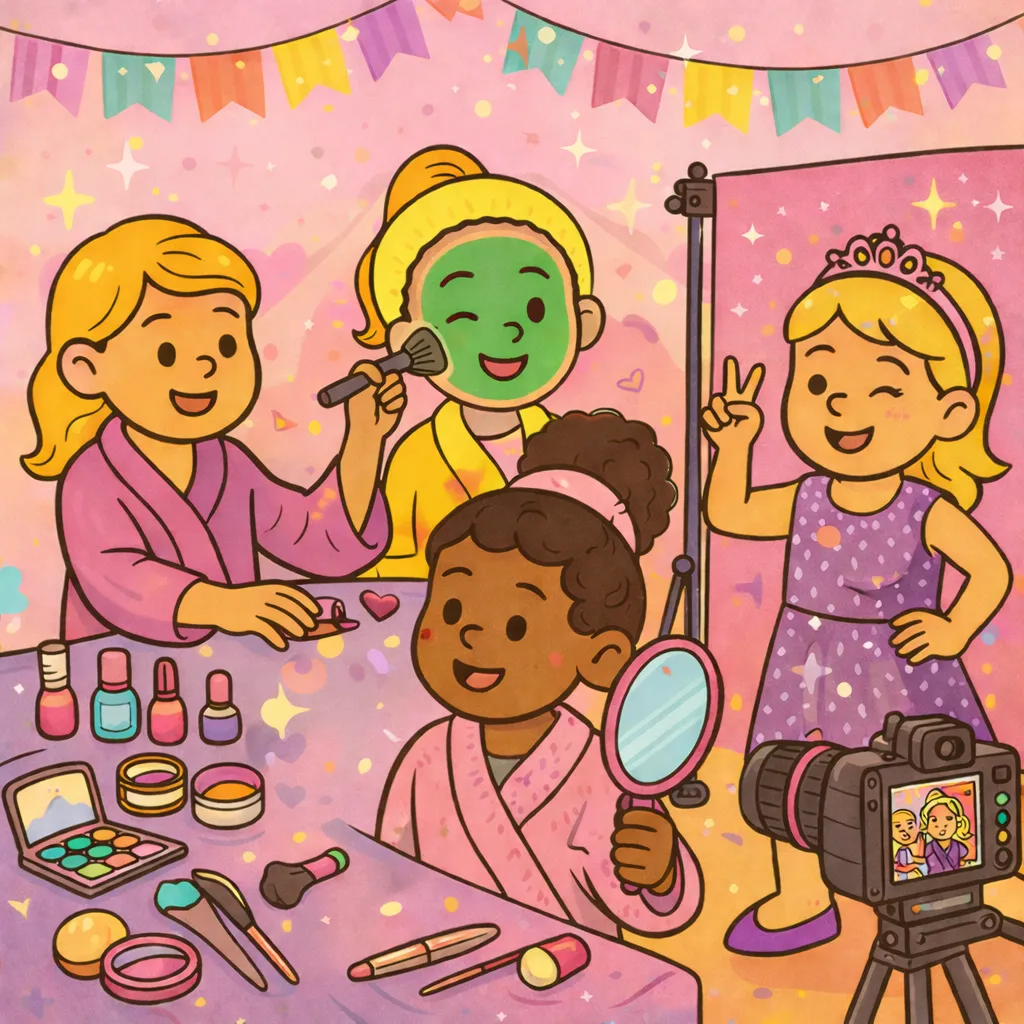 Beauty en spa feestje met make-up, kimono’s en accessoires