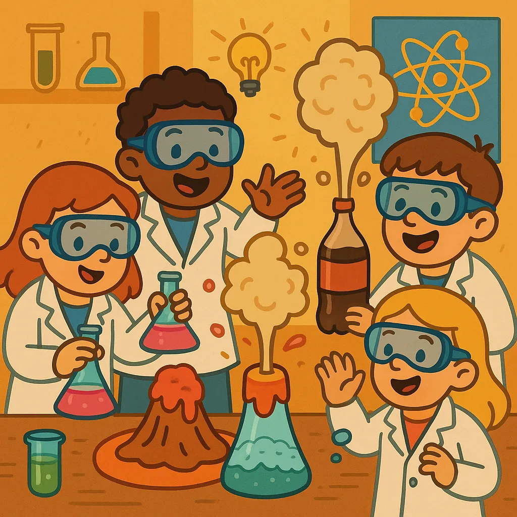 Science feestje met experimenten in labjassen