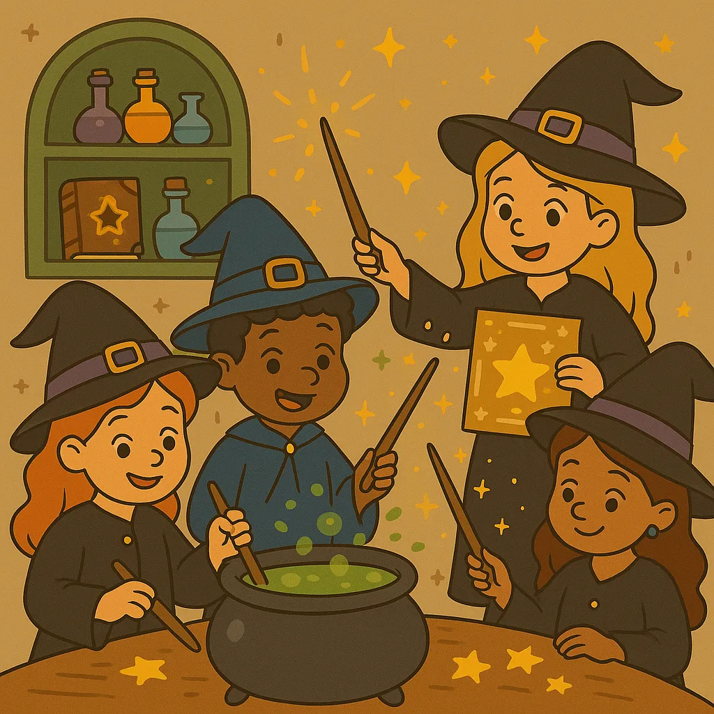 Tovenaars feestje met magische ketel